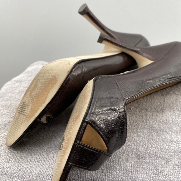 ENZO Angiolini Shoes Women's 6 M Peep Toe Heels Dark Burgundy Patented Leather - Picture 11 of 14